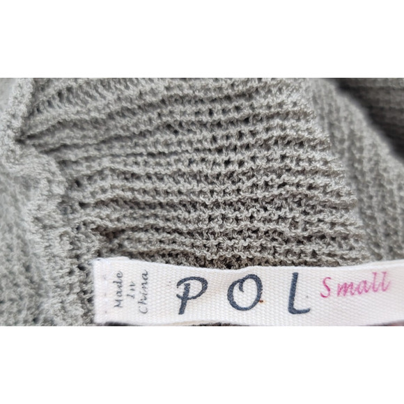POL Gray Green Knit Vest Cardigan‎ Small – Slouchy Open Drape Sleeveless - Picture 3 of 5
